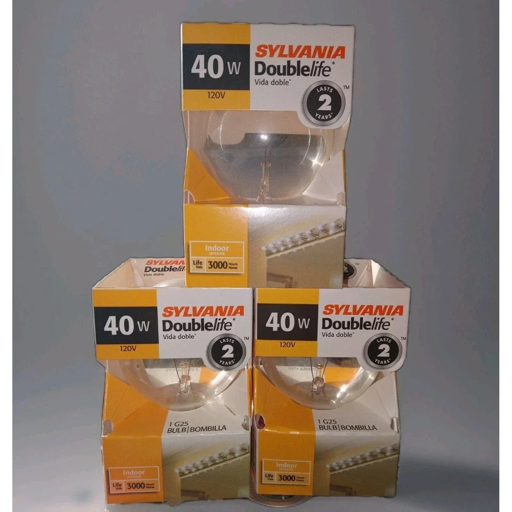 NEW Sylvania 40W LOT Of 3 Interior Globe Double Life 3000 Hour Light Bulb